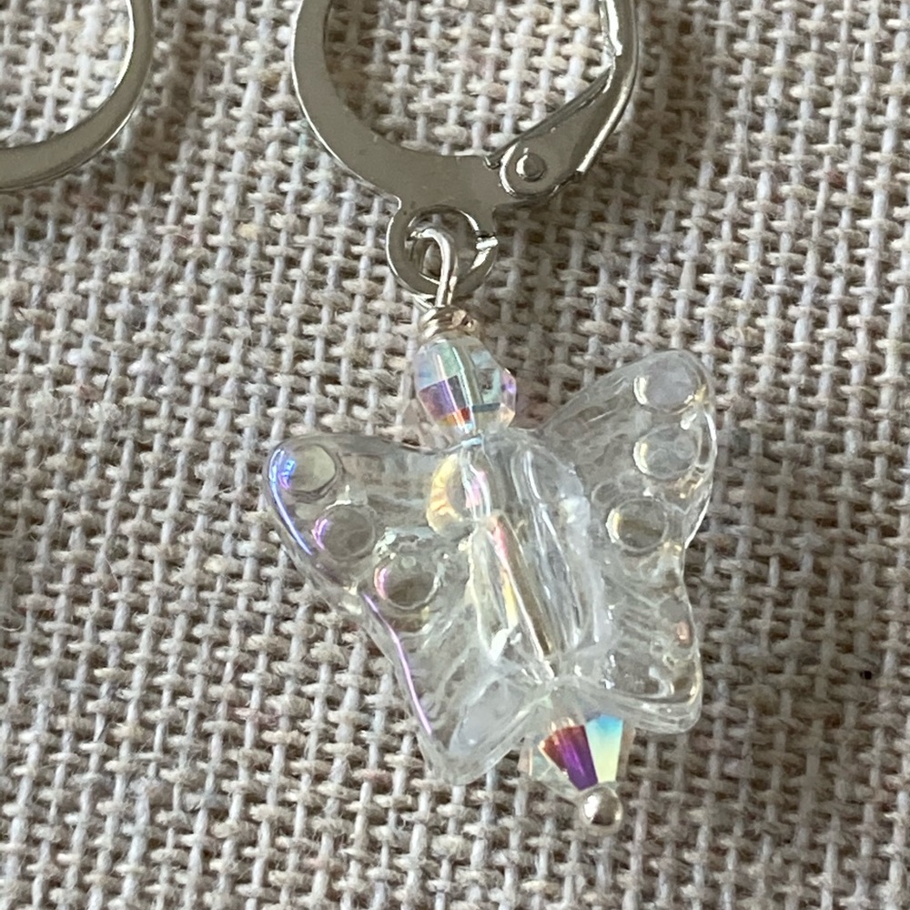 Glass Butterfly Earrings with Swarovski Crystals